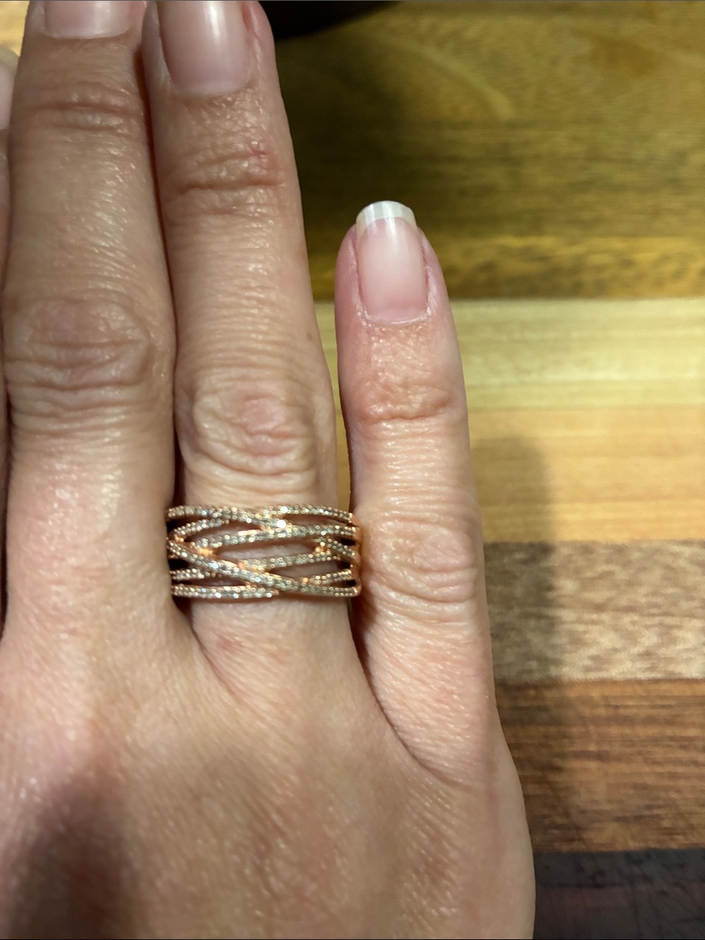 Zales Rose Gold Crisscross Pave Band Ring